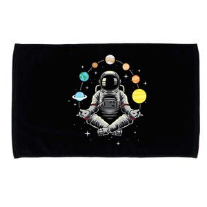 Meditating Astronaut Galaxy Spaceman Astronomer Cosmos Microfiber Hand Towel