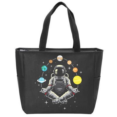 Meditating Astronaut Galaxy Spaceman Astronomer Cosmos Zip Tote Bag
