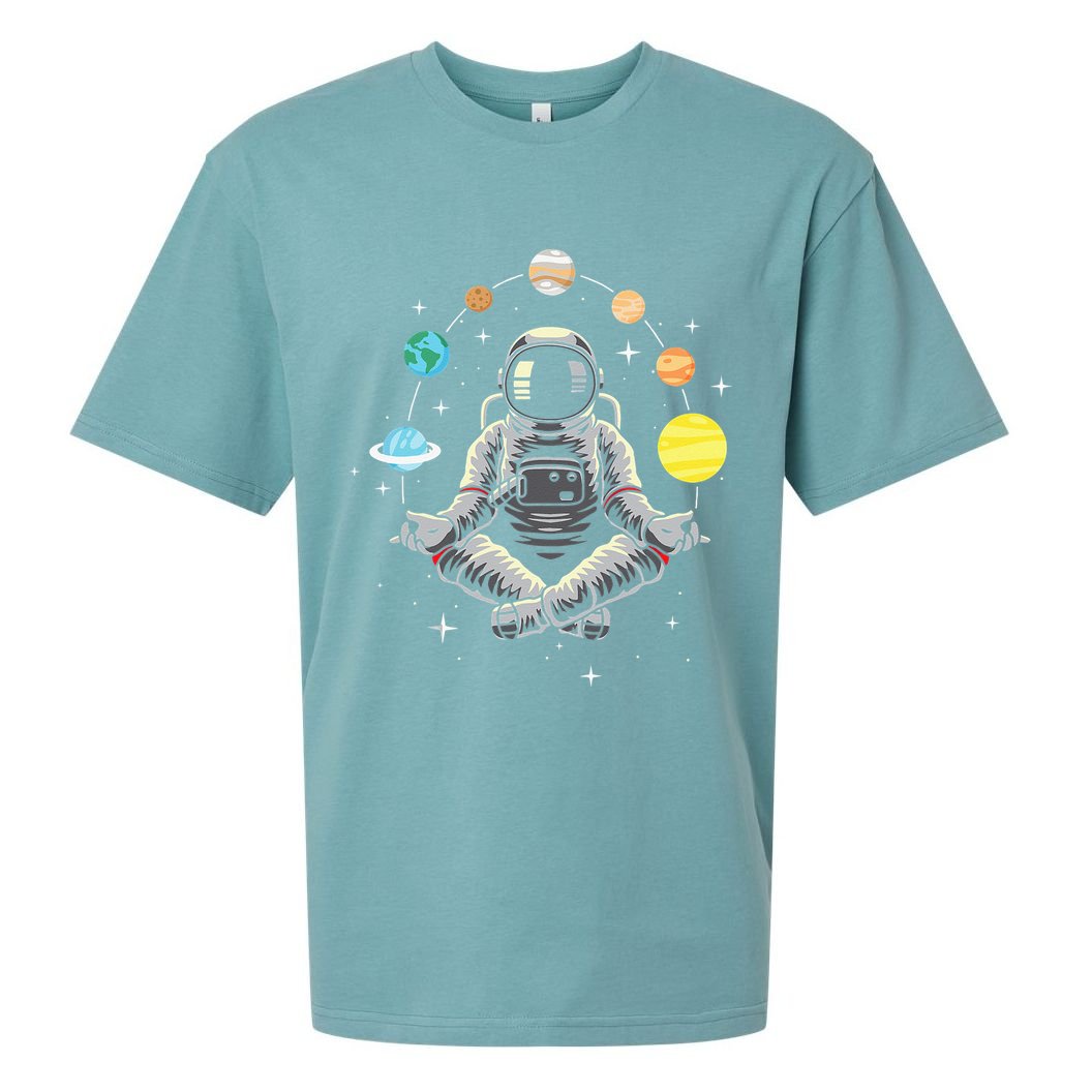 Meditating Astronaut Galaxy Spaceman Astronomer Cosmos Sueded Cloud Jersey T-Shirt