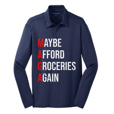 Maybe Afford Groceries Again Election Silk Touch Performance Long Sleeve Polo