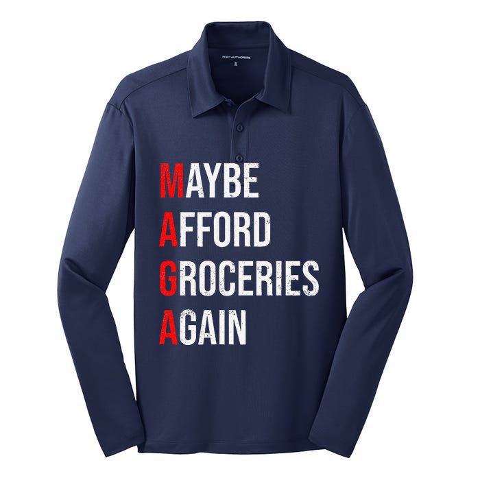 Maybe Afford Groceries Again Election Silk Touch Performance Long Sleeve Polo