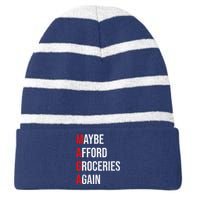 Maybe Afford Groceries Again Election Striped Beanie with Solid Band