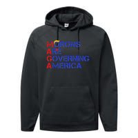 Morons Are Governing America Funny Trump 2024 Performance Fleece Hoodie