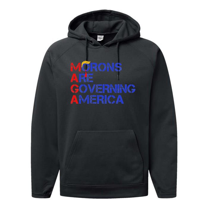 Morons Are Governing America Funny Trump 2024 Performance Fleece Hoodie