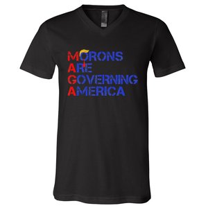 Morons Are Governing America Funny Trump 2024 V-Neck T-Shirt