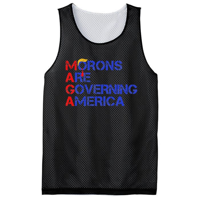 Morons Are Governing America Funny Trump 2024 Mesh Reversible Basketball Jersey Tank