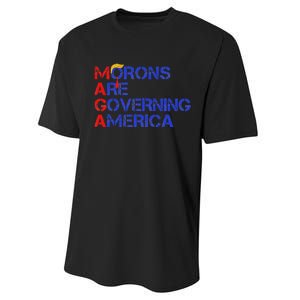 Morons Are Governing America Funny Trump 2024 Performance Sprint T-Shirt