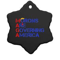 Morons Are Governing America Funny Trump 2024 Ceramic Star Ornament