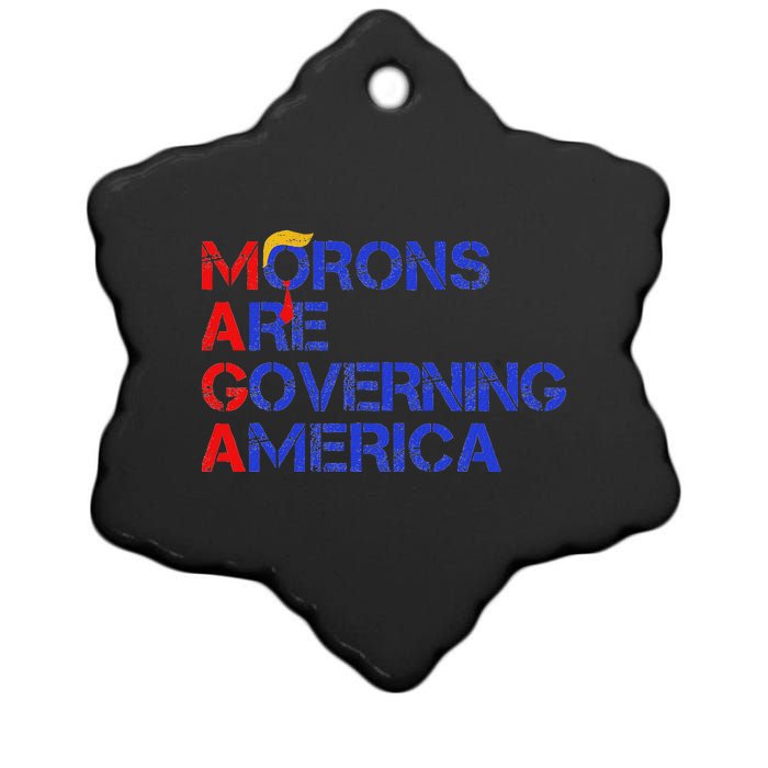 Morons Are Governing America Funny Trump 2024 Ceramic Star Ornament