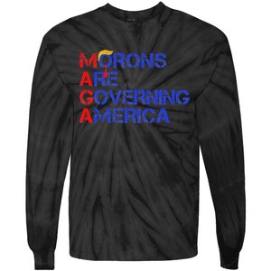 Morons Are Governing America Funny Trump 2024 Tie-Dye Long Sleeve Shirt