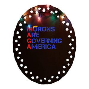 Morons Are Governing America Funny Trump 2024 Ceramic Oval Ornament