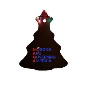 Morons Are Governing America Funny Trump 2024 Ceramic Tree Ornament