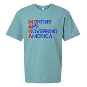 Morons Are Governing America Funny Trump 2024 Sueded Cloud Jersey T-Shirt