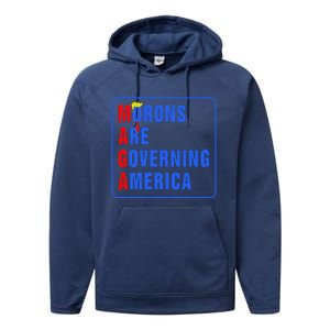 Morons Are Governing America Funny Trump 2024 (5) Performance Fleece Hoodie