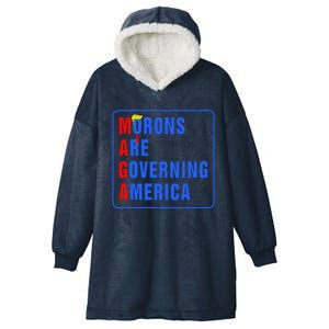 Morons Are Governing America Funny Trump 2024 (5) Hooded Wearable Blanket