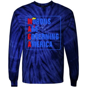 Morons Are Governing America Funny Trump 2024 (5) Tie-Dye Long Sleeve Shirt