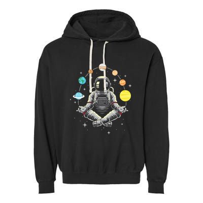 Meditating Astronaut Galaxy Spaceman Astronomer Garment-Dyed Fleece Hoodie