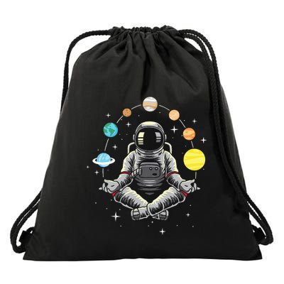 Meditating Astronaut Galaxy Spaceman Astronomer Drawstring Bag