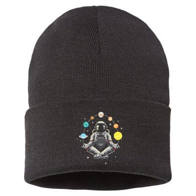 Meditating Astronaut Galaxy Spaceman Astronomer Sustainable Knit Beanie