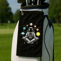 Meditating Astronaut Galaxy Spaceman Astronomer Golf Towel