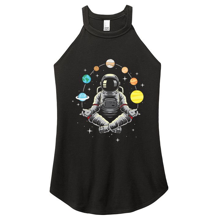 Meditating Astronaut Galaxy Spaceman Astronomer Women's Perfect Tri Rocker Tank