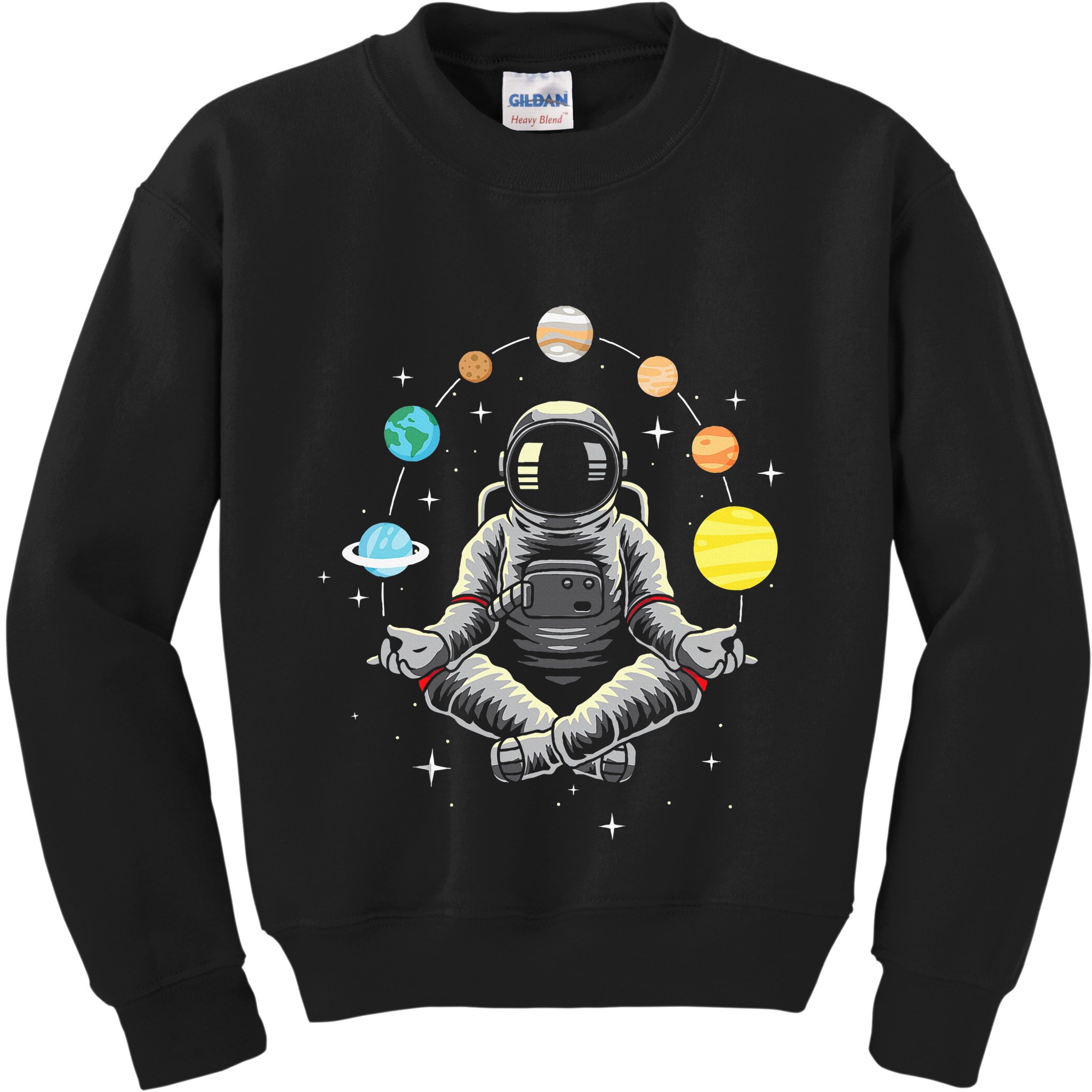 Meditating Astronaut Galaxy Spaceman Astronomer Kids Sweatshirt