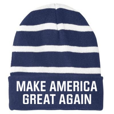 Make America Great Again President Trump Patriotic Striped Beanie with Solid Band