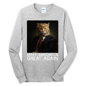 Make Ameowica Great Again Funny Donald Trump Cat Meme Tall Long Sleeve T-Shirt