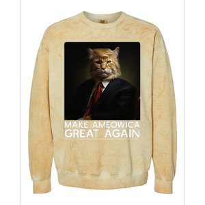 Make Ameowica Great Again Funny Donald Trump Cat Meme Colorblast Crewneck Sweatshirt