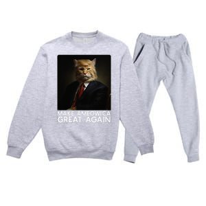 Make Ameowica Great Again Funny Donald Trump Cat Meme Premium Crewneck Sweatsuit Set