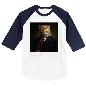 Make Ameowica Great Again Funny Donald Trump Cat Meme Baseball Sleeve Shirt