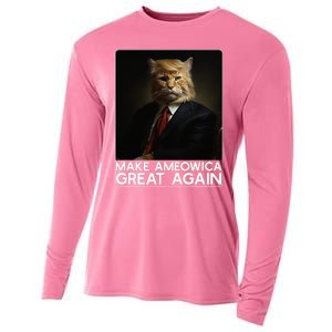 Make Ameowica Great Again Funny Donald Trump Cat Meme Cooling Performance Long Sleeve Crew