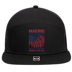 Making Arteries Great Again Cardiac Cath Lab Funny Trump Gift 7 Panel Mesh Trucker Snapback Hat