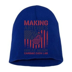 Making Arteries Great Again Cardiac Cath Lab Funny Trump Gift Short Acrylic Beanie