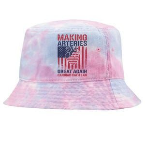 Making Arteries Great Again Cardiac Cath Lab Funny Trump Gift Tie-Dyed Bucket Hat