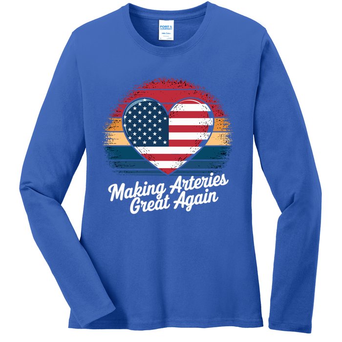 Making Arteries Great Again Cardiac Cath Lab Nurses Gift Ladies Long Sleeve Shirt