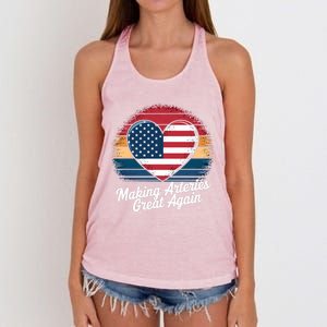 Making Arteries Great Again Cardiac Cath Lab Nurses Gift Women's Knotted Racerback Tank