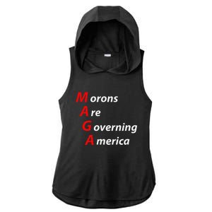 Morons Are Governing America Anti Trump Political Ladies PosiCharge Tri-Blend Wicking Draft Hoodie Tank