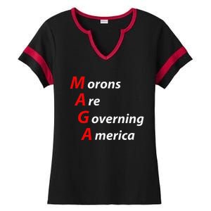 Morons Are Governing America Anti Trump Political Ladies Halftime Notch Neck Tee