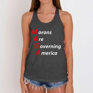 Morons Are Governing America Anti Trump Political Women's Knotted Racerback Tank