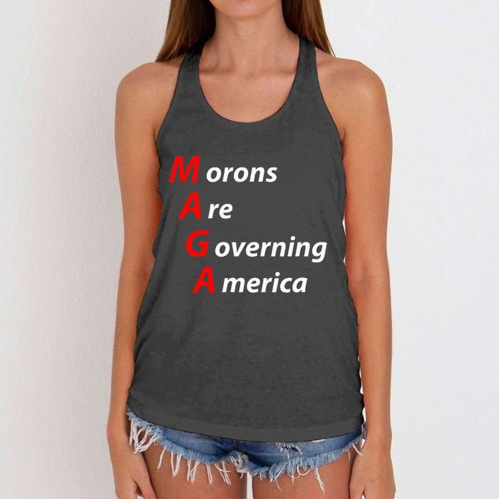 Morons Are Governing America Anti Trump Political Women's Knotted Racerback Tank