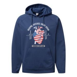 Making Arteries Great Again Cardiac Cath Lab Meaningful Gift Performance Fleece Hoodie