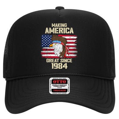 Making America Great Since 1984 Distressed Birthday High Crown Mesh Back Trucker Hat