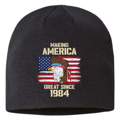 Making America Great Since 1984 Distressed Birthday Sustainable Beanie