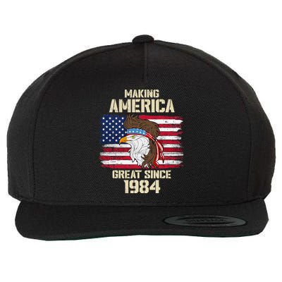 Making America Great Since 1984 Distressed Birthday Wool Snapback Cap