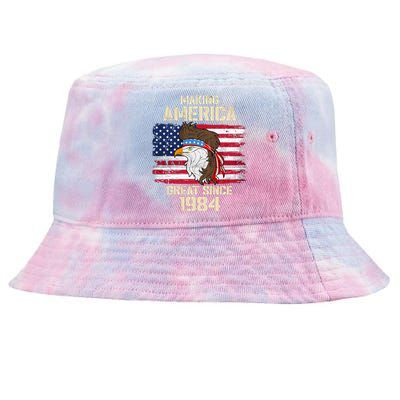 Making America Great Since 1984 Distressed Birthday Tie-Dyed Bucket Hat