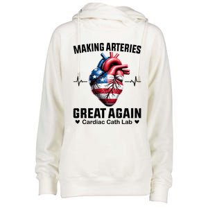 Making Arteries Great Again Cardiology For Cardiac Cath Lab Gift Womens Funnel Neck Pullover Hood