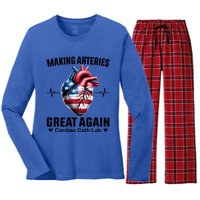 Making Arteries Great Again Cardiology For Cardiac Cath Lab Gift Women's Long Sleeve Flannel Pajama Set 