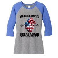 Making Arteries Great Again Cardiology For Cardiac Cath Lab Gift Women's Tri-Blend 3/4-Sleeve Raglan Shirt