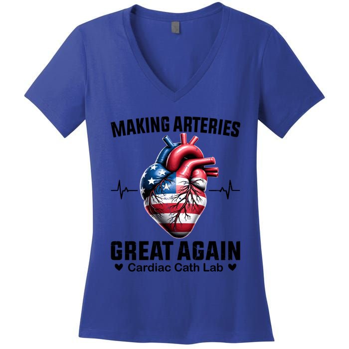 Making Arteries Great Again Cardiology For Cardiac Cath Lab Gift Women's V-Neck T-Shirt